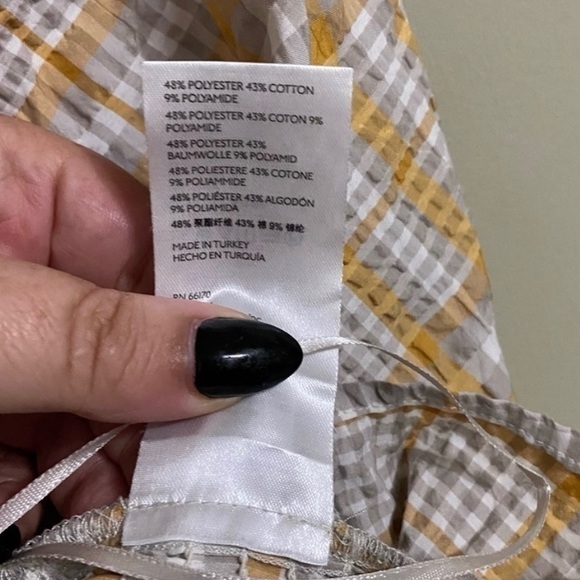 ANTHROPOLOGIE SZ XS Plaid Square-Neck Blouse - Picture 3 of 3